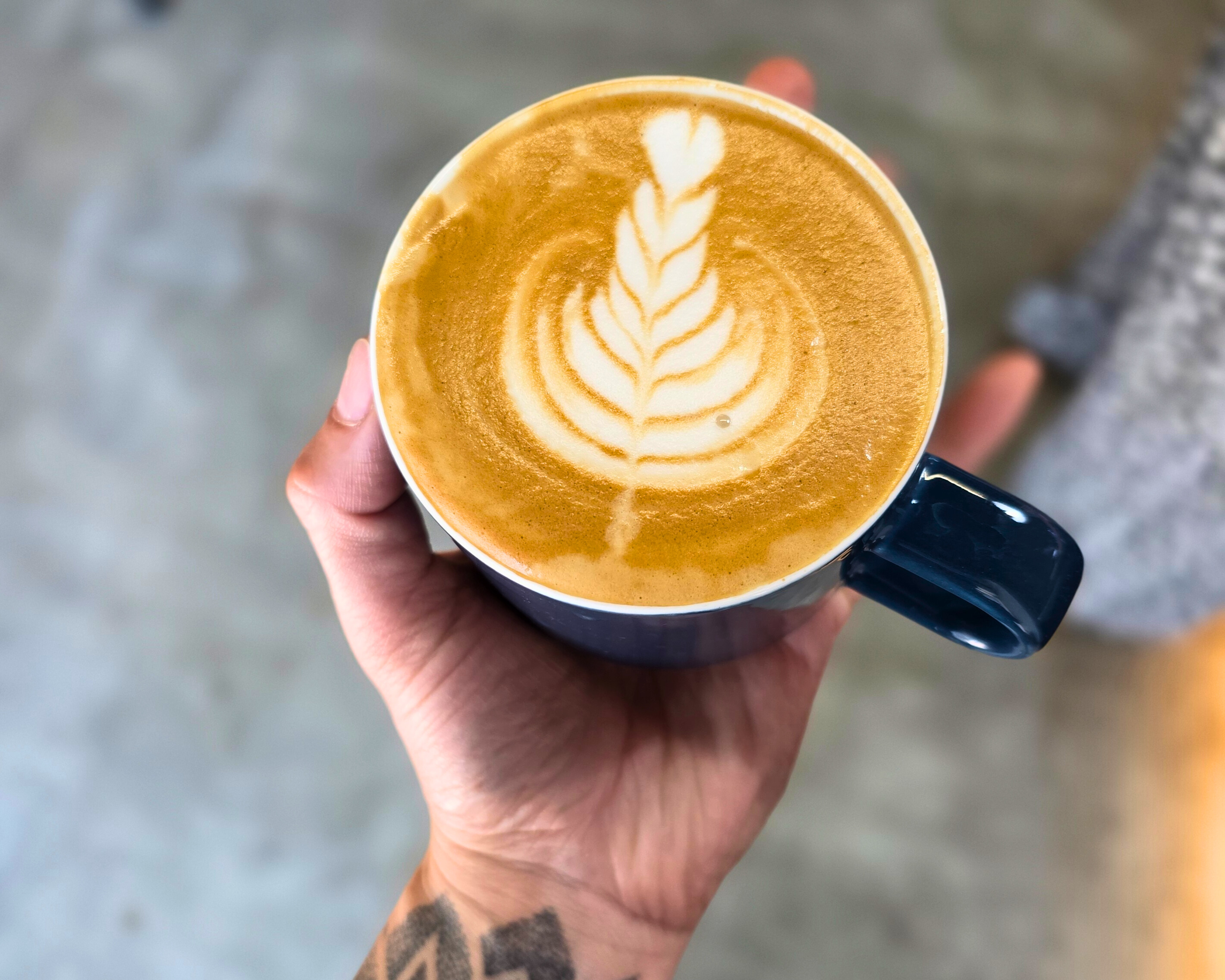 Latte art on wood table